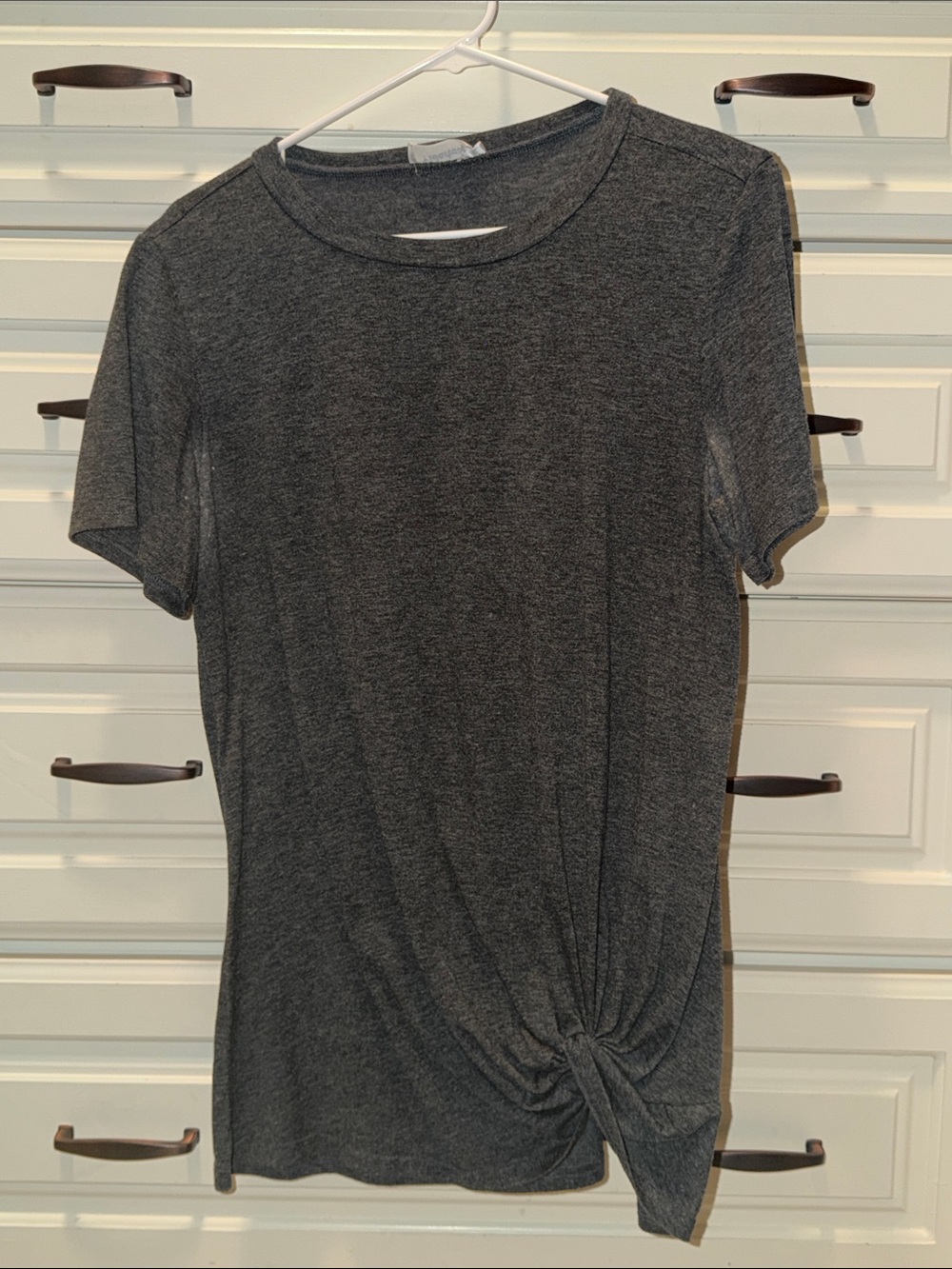 Women's Short Sleeve Knot Front Tee - Charcoal